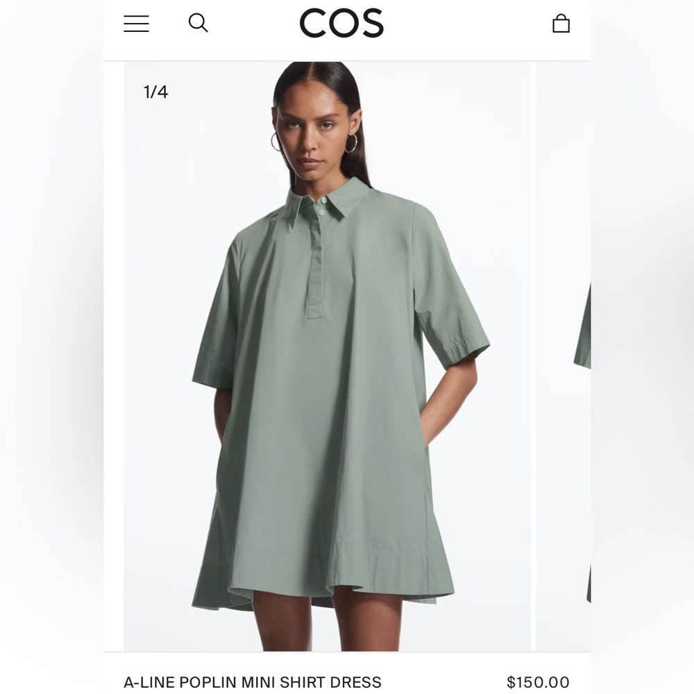 COS A-Line Poplin Mini Shirt Dress